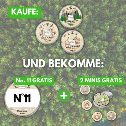 Deo Creme Outdoorhelden - Set 3x50ml Naturkosmetik +  1x No.11 GRATIS + 2 Minis GRATIS